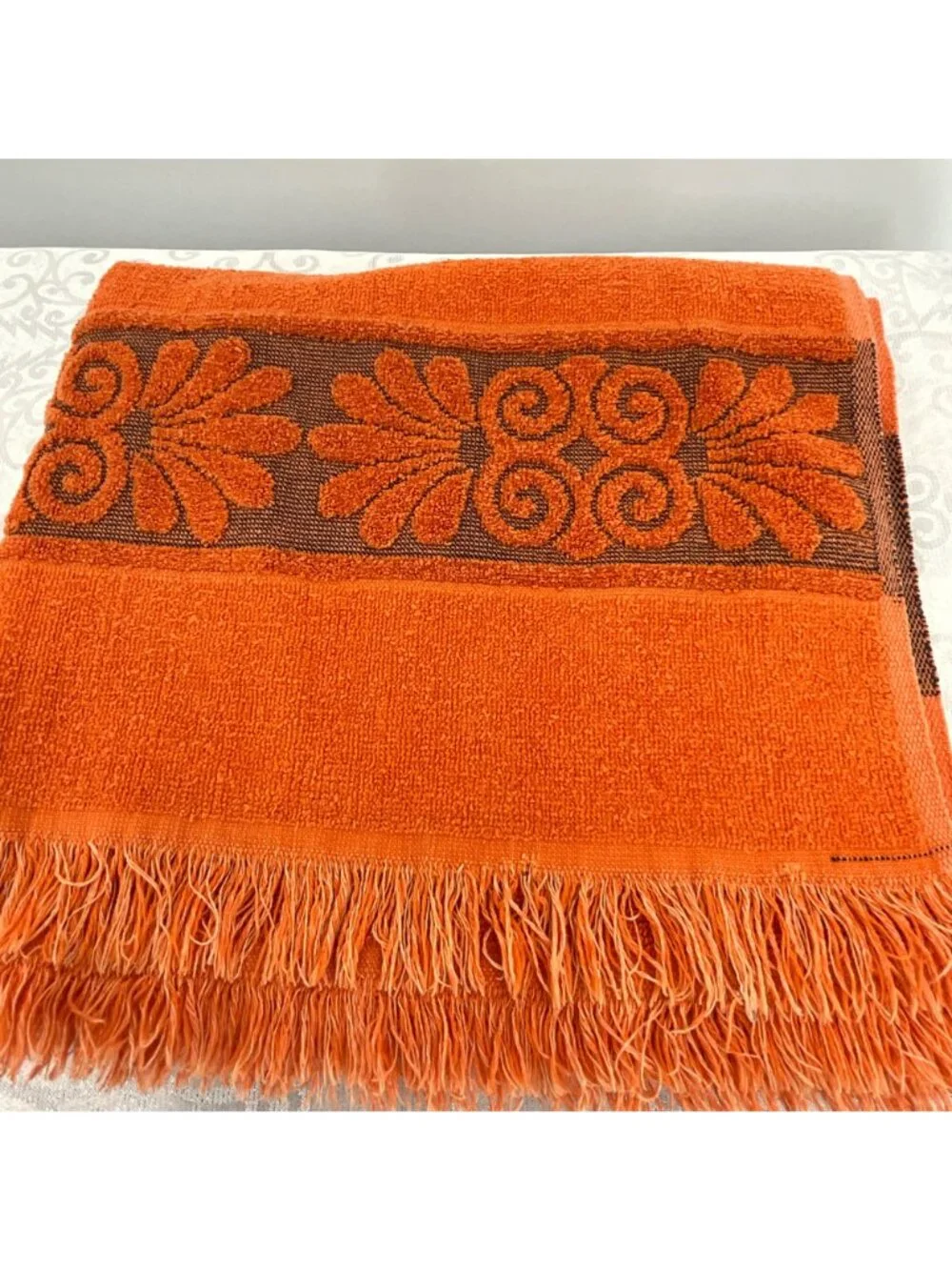 Vintage Cannon Monticello Santa Cruz‎ style Orange Bath Towel